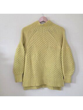 Anthrolopogie Bia Tunic Sweater XS Lemon Mock Neck LS Textured Alpaca Blend Boho